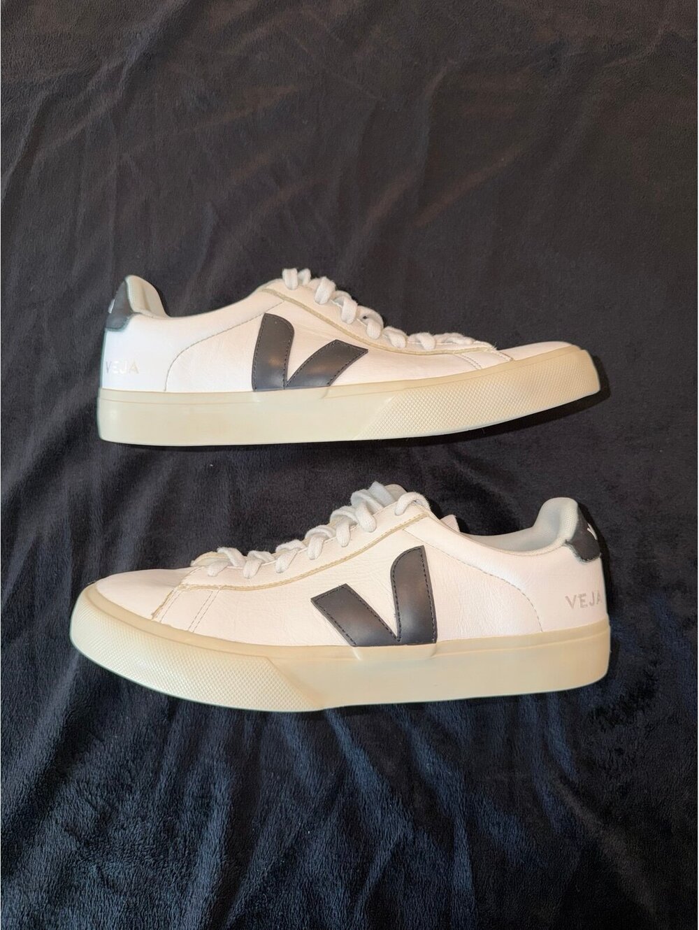 Veja Campo Leather White Black Sneakers Men's Size 10 / EUR 41
